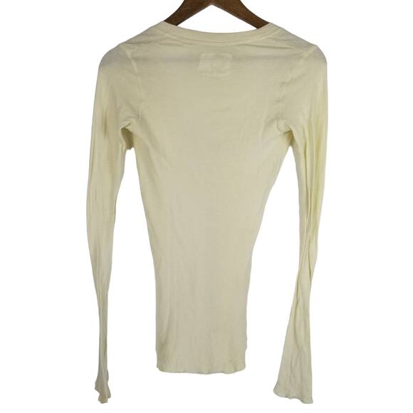 Blue Life Cream V-Neck Lightweight Layering Long Sleeve Top S - Picture 2 of 4